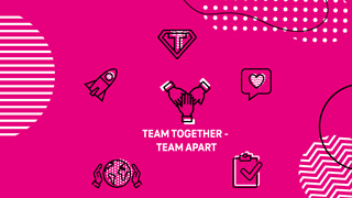 Icons and a lettering: Team together – team apart