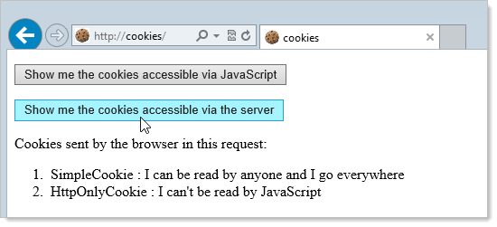 Attempting to access server cookies over HTTP