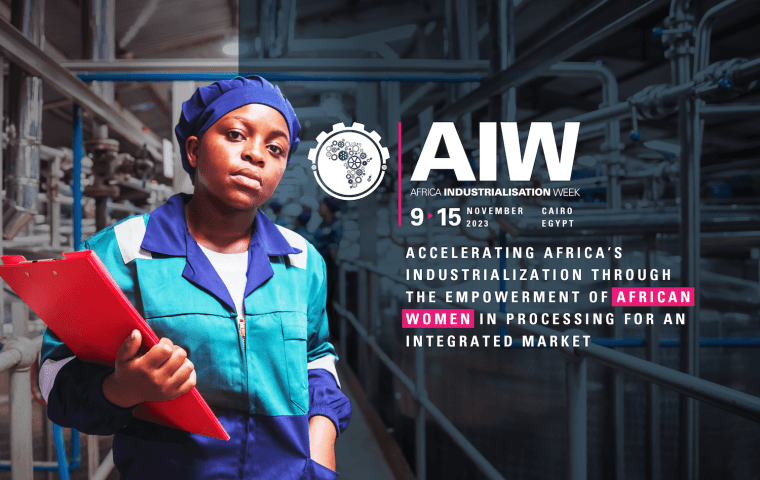 Poster for the Africa Industrialisation Week with a link to the African Union website