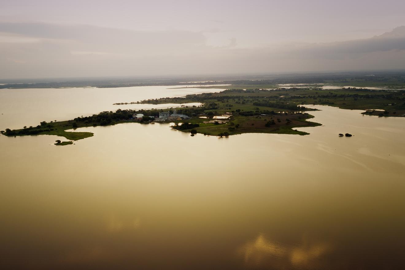 An aerial view of a wetland in Colombia.