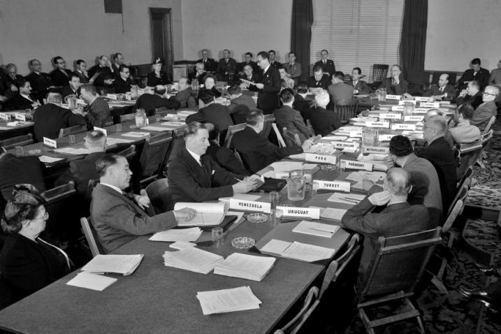 historical photo - delegates working on UN Charter