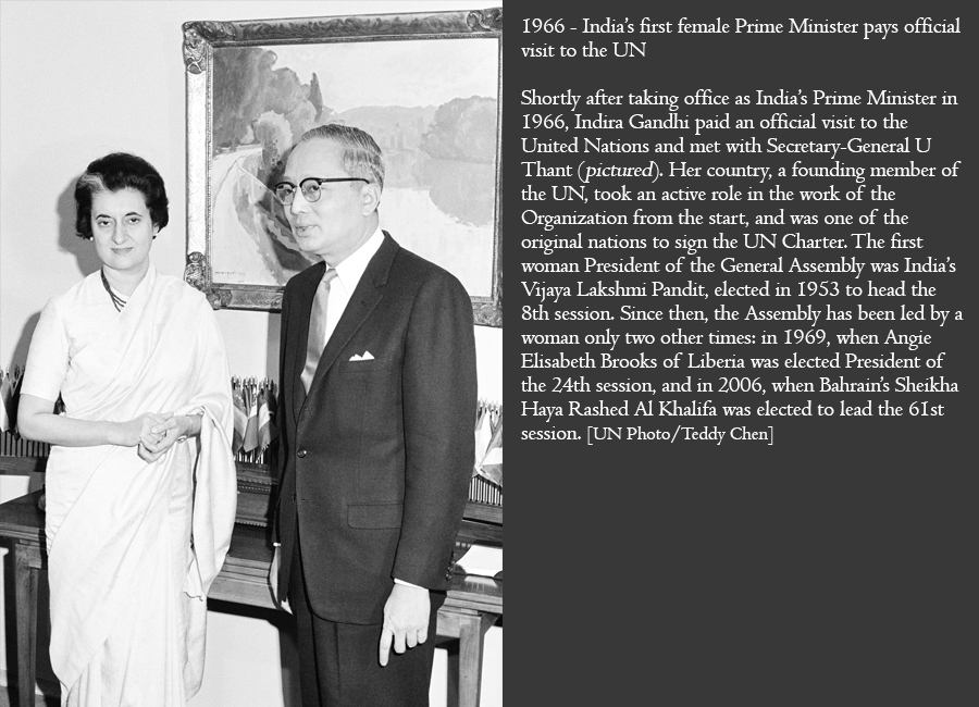 1966 - India’s first female Prime Minister pays official visit to the UN