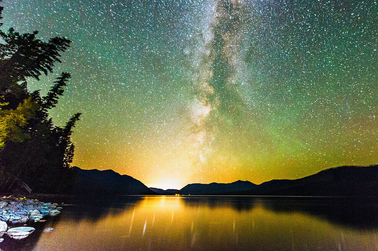 night sky over a lake